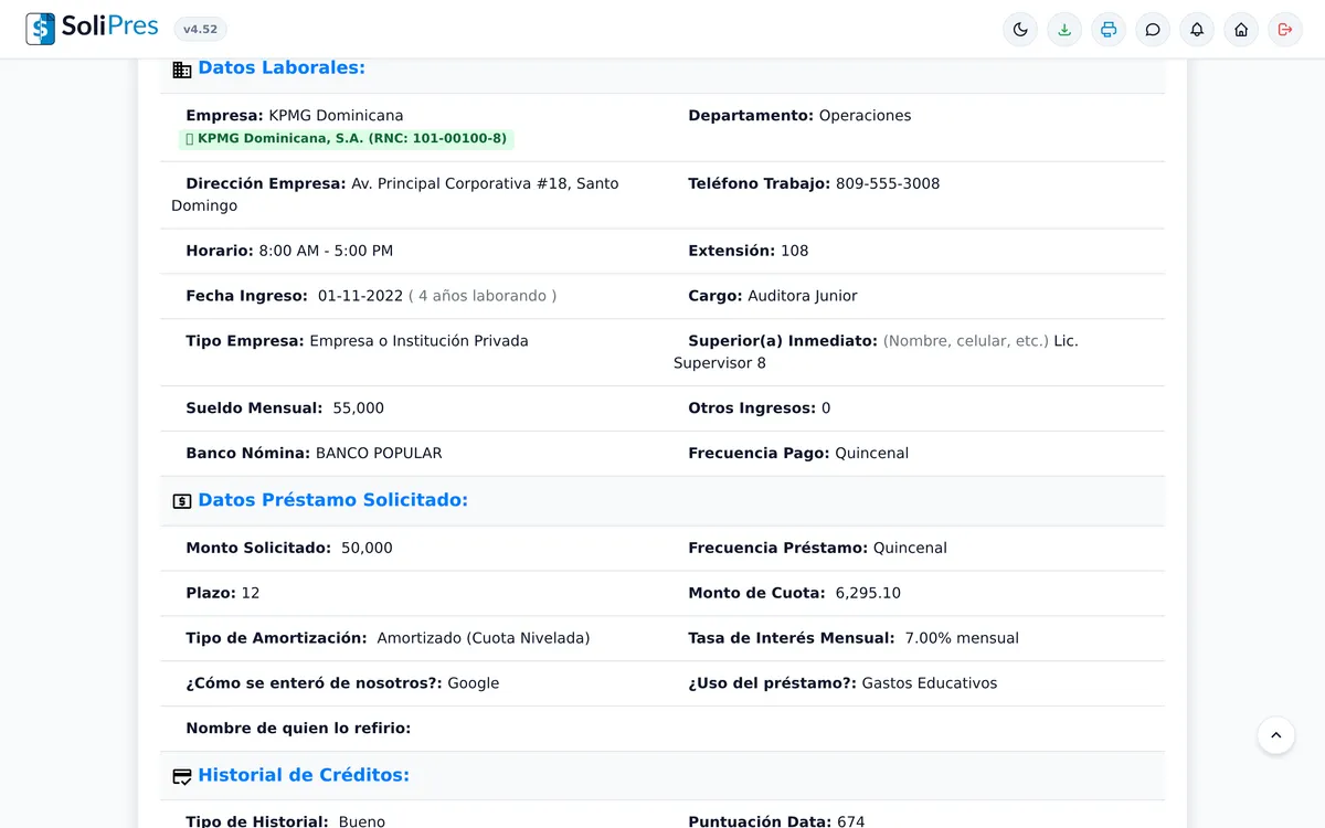 SoliPres Real-Time DGII RNC Employer Verification and Financial Underwriting